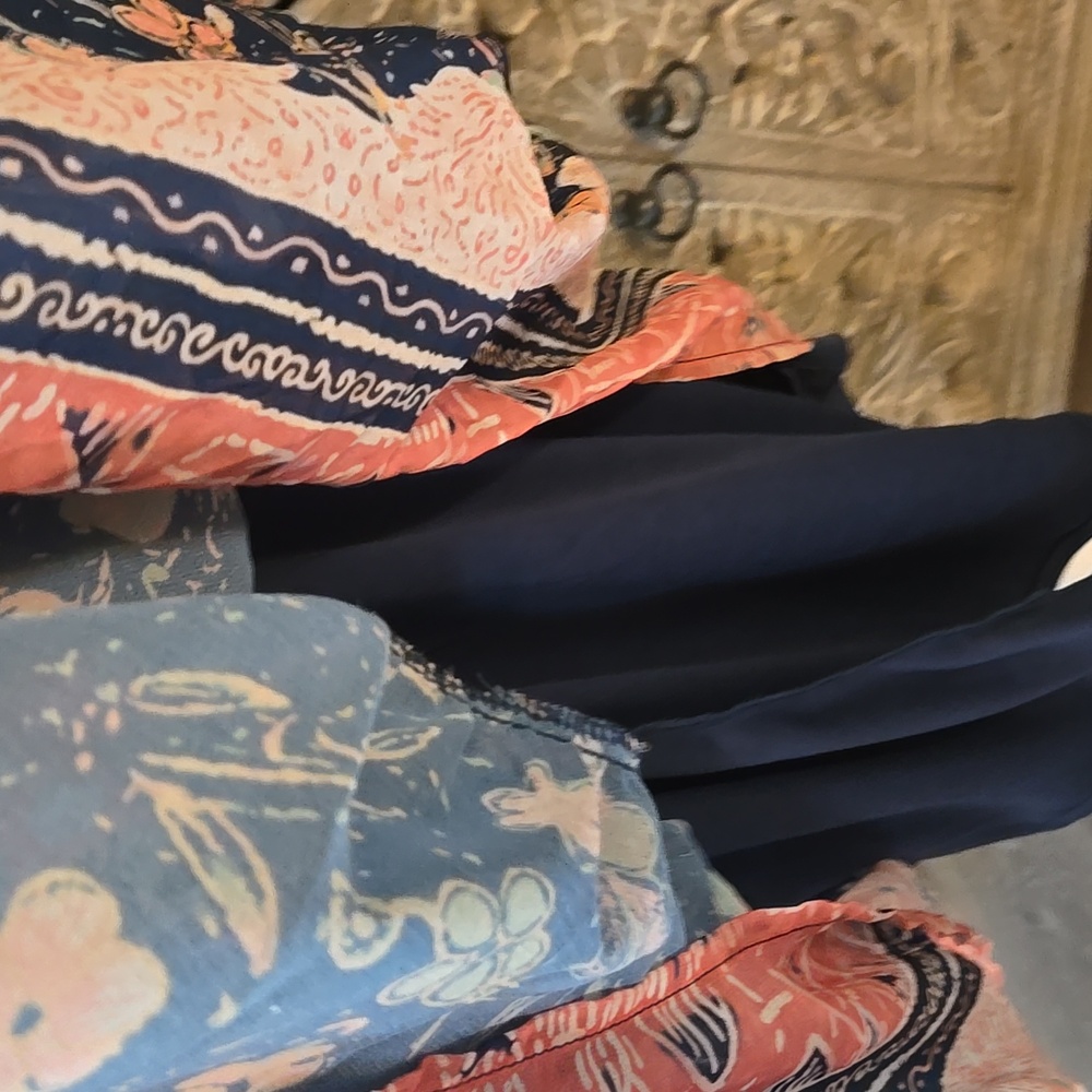 Indigo Soul Floral Long Sleeve Dress - Blue and Salmon - Picture 13 of 17